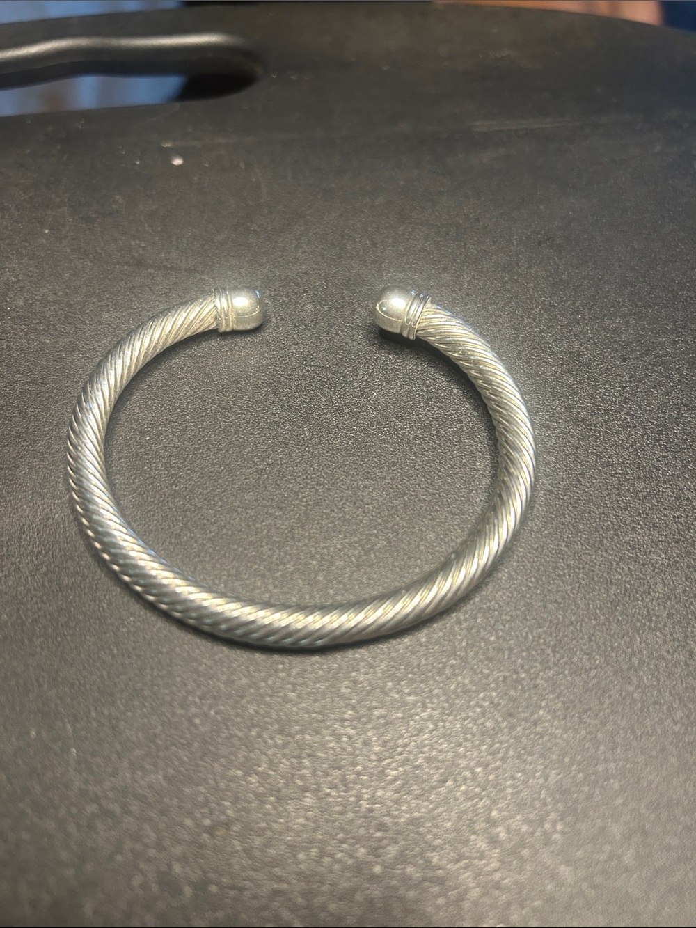 Twisted Cable Open Cuff Bracelet - Silver